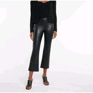 Wolford Womens Jenna Faux Leather Crop Flare Pants Size 4 Black Vegan Minimalist